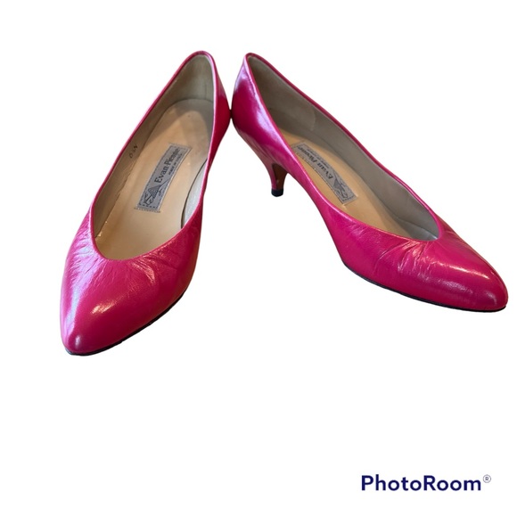 VINTAGE EVAN PICONE | Leather hot pink barbie heel pumps - Picture 3 of 13
